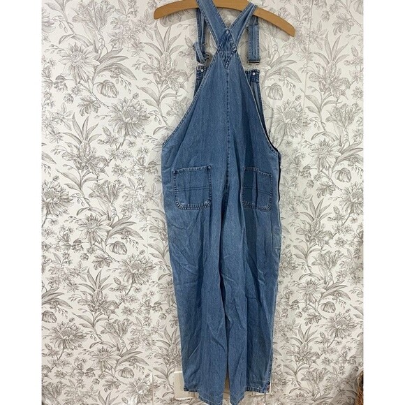 Vintage Agapo Denim Overalls Women Sz M USA Flag American Cross Stitch Embroider - Picture 14 of 14